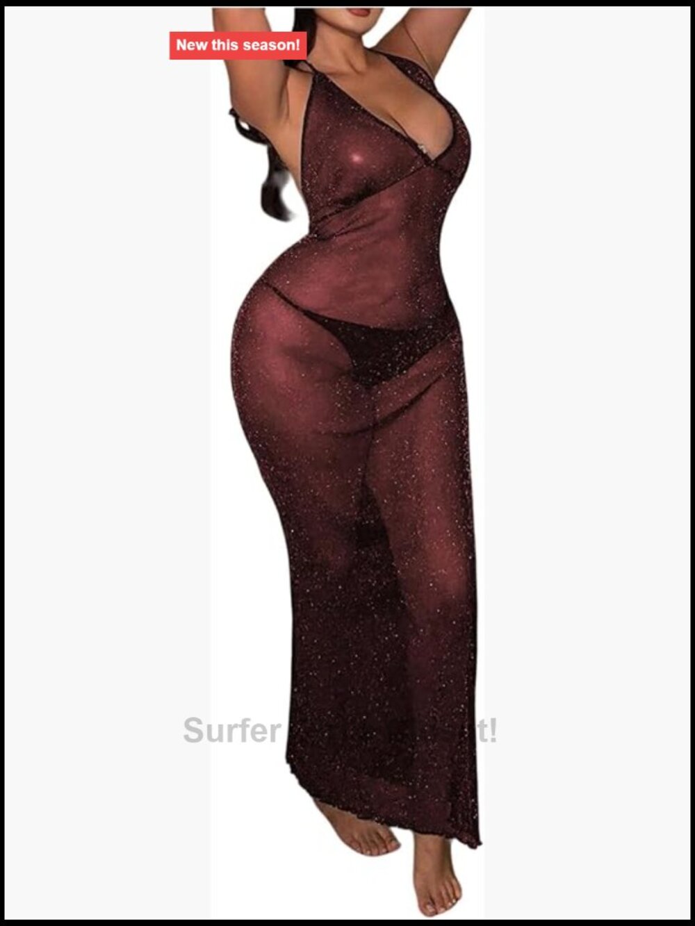 Plus Size One Piece Lingerie Deep V Neck Sheer Nightgown